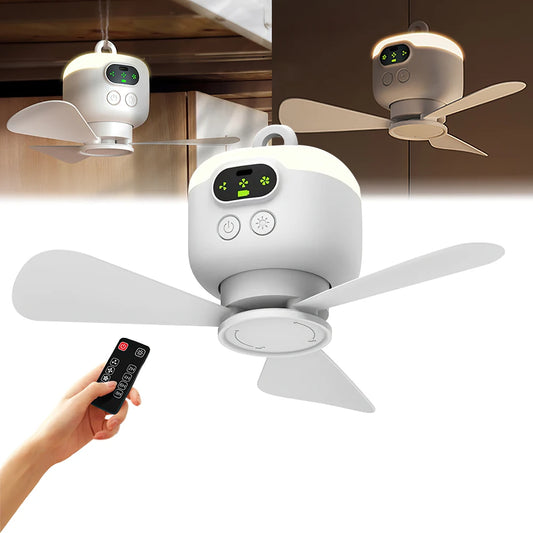 USB Rechargeable Large Wind Ceiling Fan Removable Blades Night Lamp Lighting 8000mAh Capacity Household Outdoor Fan