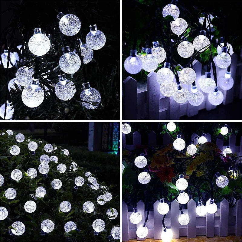 Solar Crystal Globe LED String Lights 60 LED 8 Lighting Modes IP65 Fairy Light Christmas Garland For Garden Party Decor 1pc/2pcs