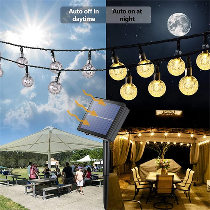 Solar Crystal Globe LED String Lights 60 LED 8 Lighting Modes IP65 Fairy Light Christmas Garland For Garden Party Decor 1pc/2pcs