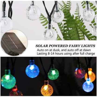 Solar Crystal Globe LED String Lights 60 LED 8 Lighting Modes IP65 Fairy Light Christmas Garland For Garden Party Decor 1pc/2pcs