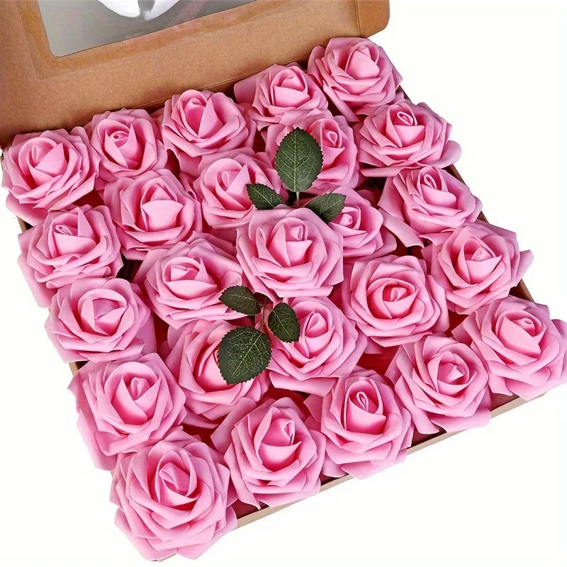 25pcs Artificial Flowers, Fake Flowers Roses  W/stem For DIY Wedding Bouquets Centerpieces Arrangements Party Home Decorations