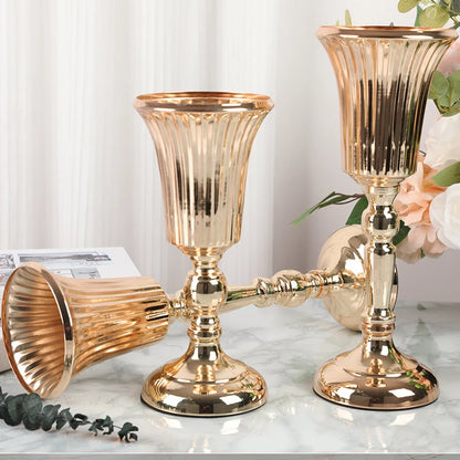 1PC Metal Trumpet Vases Wedding Party Props Centerpieces Flower Stand Candle Holder Welcome Area Road Guide Desktop Decor