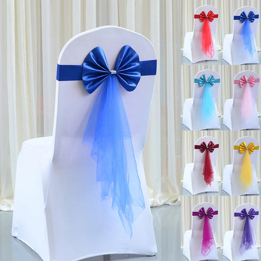 10Pcs Chair Sashes Knot Bands Chair Bows For For Wedding Party Banquet Event Country Wedding Chair Decoration Home Textile