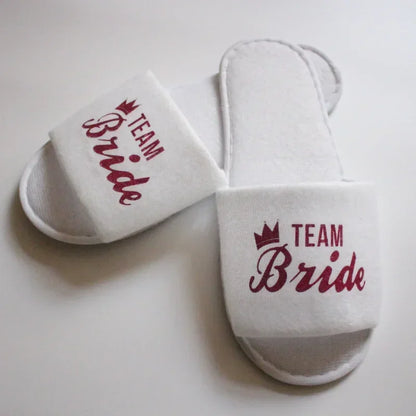 1 Pair Bride Shower Team Bride Wedding Decoration Bridesmaid Hen Party Spa Soft Slippers Ladies Bachelorette Party Supplies