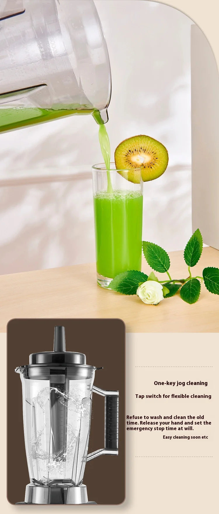 3 in 1 Professional Blender for Shakes Smoothies Stainless Steel High Speed Kitchen Ice Blender Frozen Drinks Maker