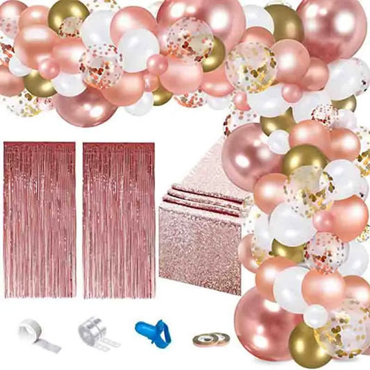 Rose Gold Balloons Garland Arch Kit for Baby Shower Birthday Wedding Anniversary Bachelorette Party Decorations Supplies