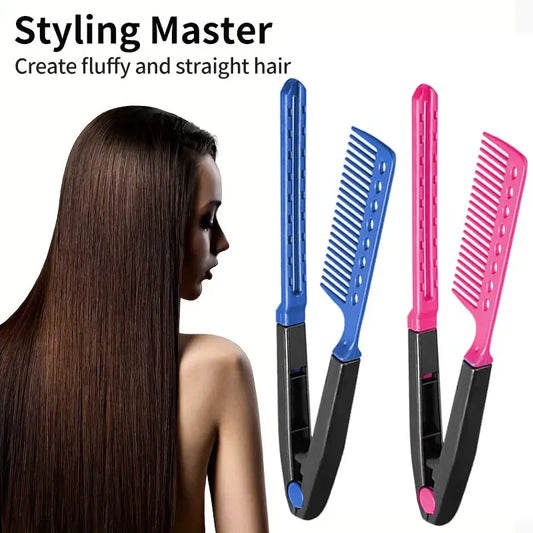 2pcs V-Shaped Flat Comb Straightening Comb Salon Hair Brush Combs Hairdressing Styling Hair Straight Comb Barber Straightener