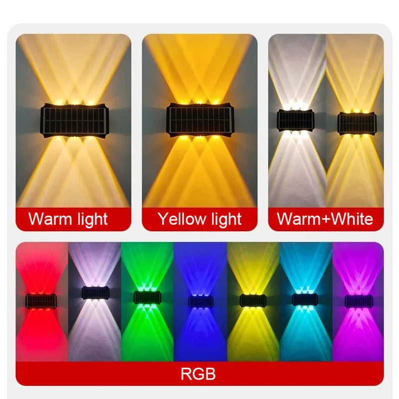 Solar Wall Lamp Outdoor Solar LED Light Waterproof Up And Down Luminous Lighting Balcony Yard Garden Decoration Lights