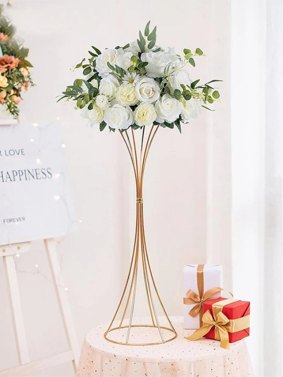 2PCS Gold Color Iron Flower Vases Wedding Flower Stands Arrangement Props Table Centerpiece Flowers Rack Home Decorations