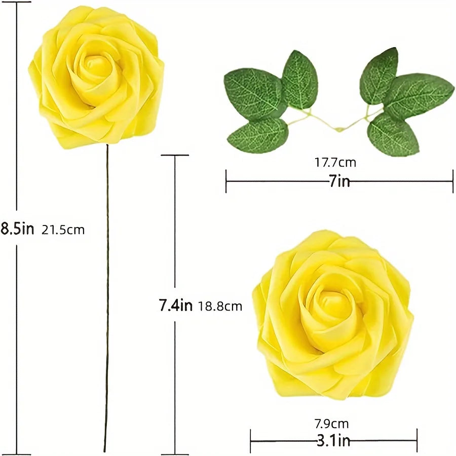 25pcs Artificial Flowers, Fake Flowers Roses  W/stem For DIY Wedding Bouquets Centerpieces Arrangements Party Home Decorations