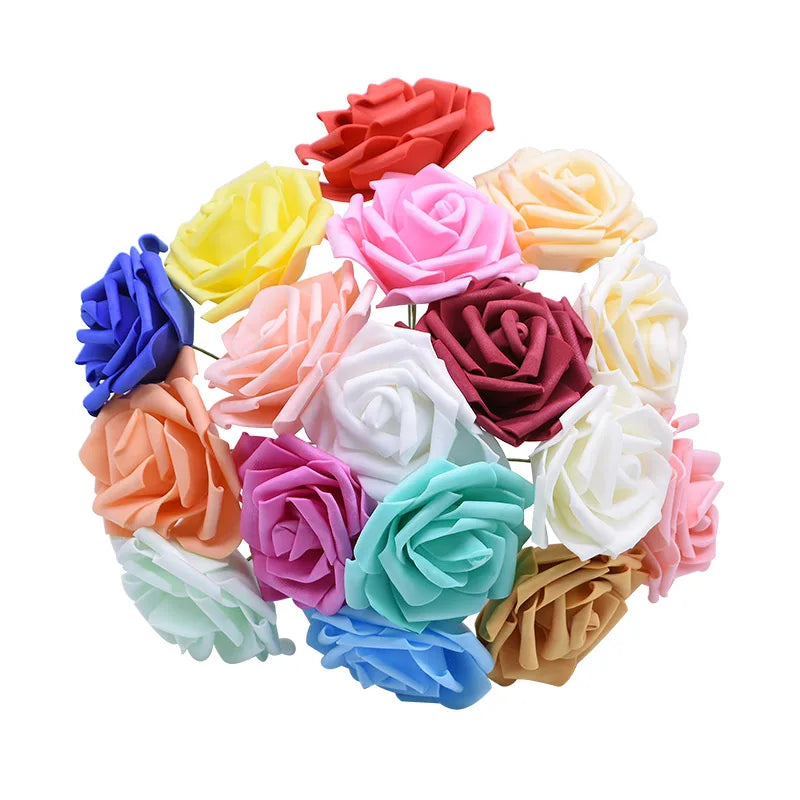 10/25/50Pcs Artificial Rose Flowers Foam Fake Faux Flowers Roses for DIY Wedding Bouquets Party Home Decor Garden Decoration