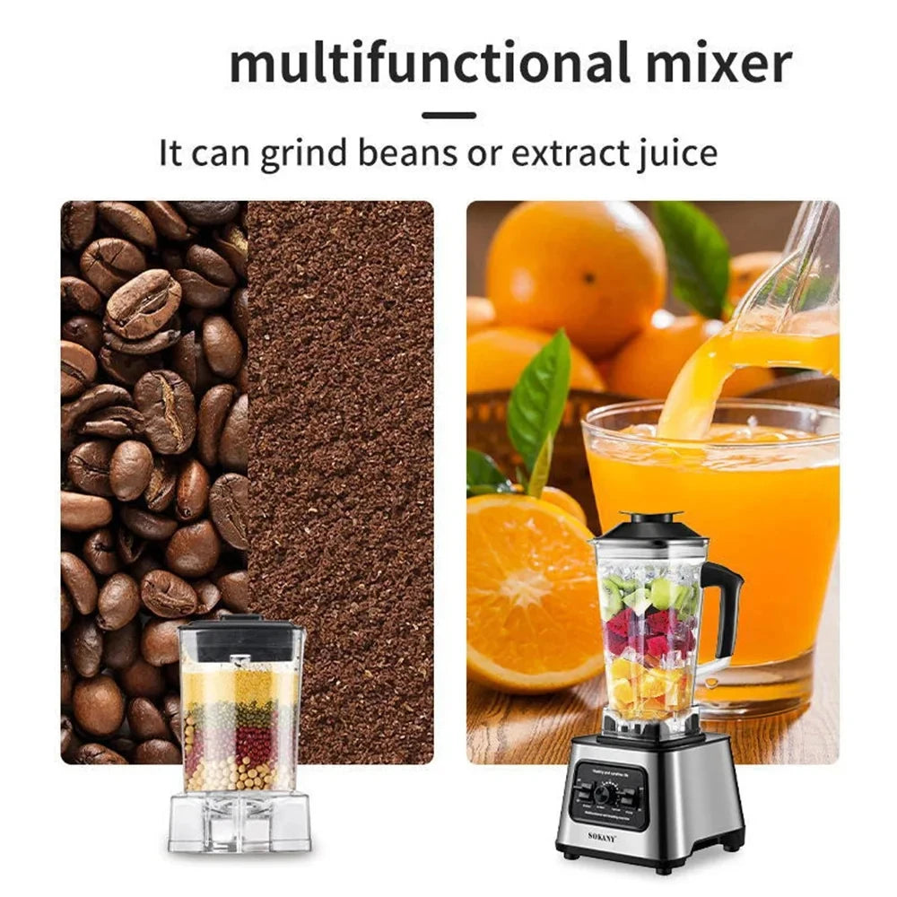 3 in 1 Professional Blender for Shakes Smoothies Stainless Steel High Speed Kitchen Ice Blender Frozen Drinks Maker