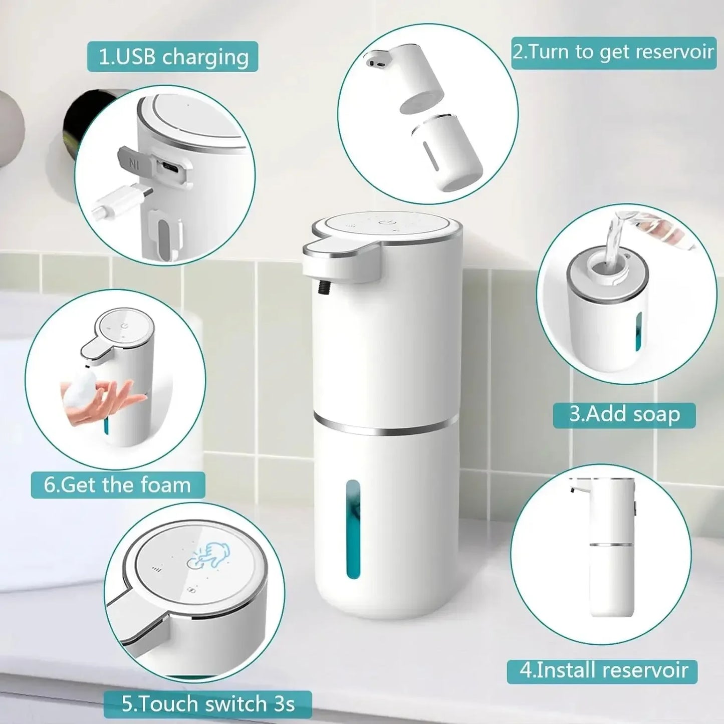 Xiaomi Automatic Soap Dispenser Touchless Foaming Soap Dispenser 380ml USB Rechargeable Electric 4 Level Adjustable For Home