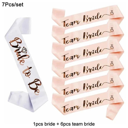 Wedding Decor Team Bride To Be Satin Sash Bridal Shower Veil Bridesmaid Gift Bachelorette Party Hen Night Decorations Supplies