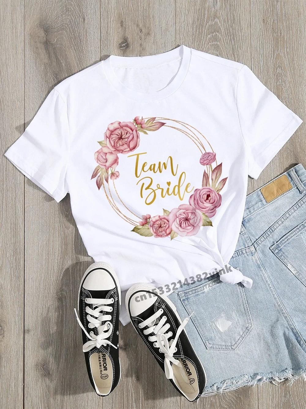 Lovely Team Bride Future Mariee Wedding Party Women Evjf Tee Shirt Casual ladies basic O-collar White Short Sleeved T-shirt Girl