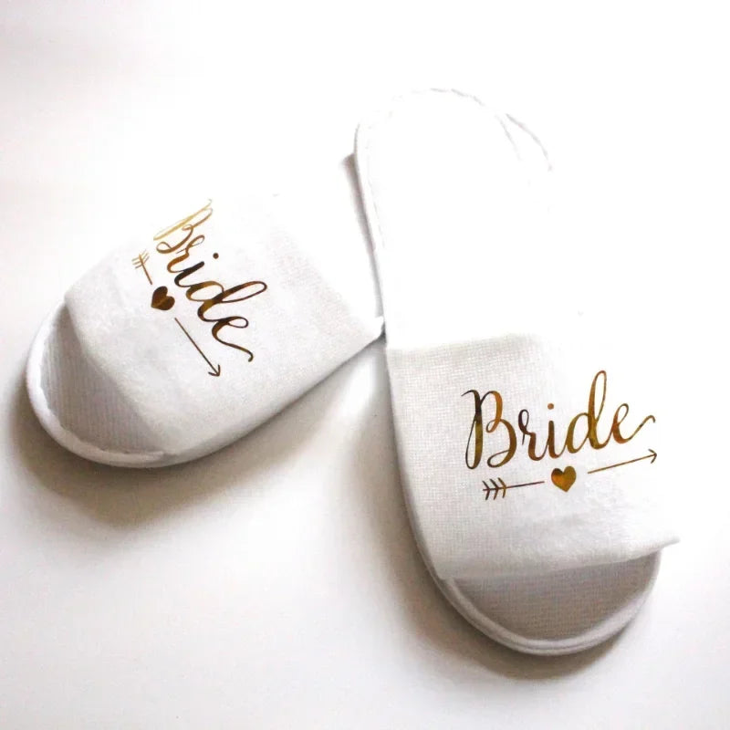 1 Pair Bride Shower Team Bride Wedding Decoration Bridesmaid Hen Party Spa Soft Slippers Ladies Bachelorette Party Supplies