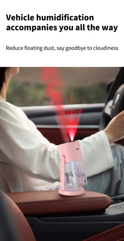 2024 New 280ML Portable Rotating Humidifier Car Diffuser Humidifier with With Projection Lights Colorful Marquee Ambient Light