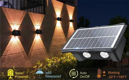 Solar Wall Lamp Outdoor Solar LED Light Waterproof Up And Down Luminous Lighting Balcony Yard Garden Decoration Lights