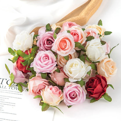 100Pcs Artificial Flower Silk Rose Head Diy Candy Box Home Christmas Decoration Garden Arch Wedding Bouquet Wreath Accessories