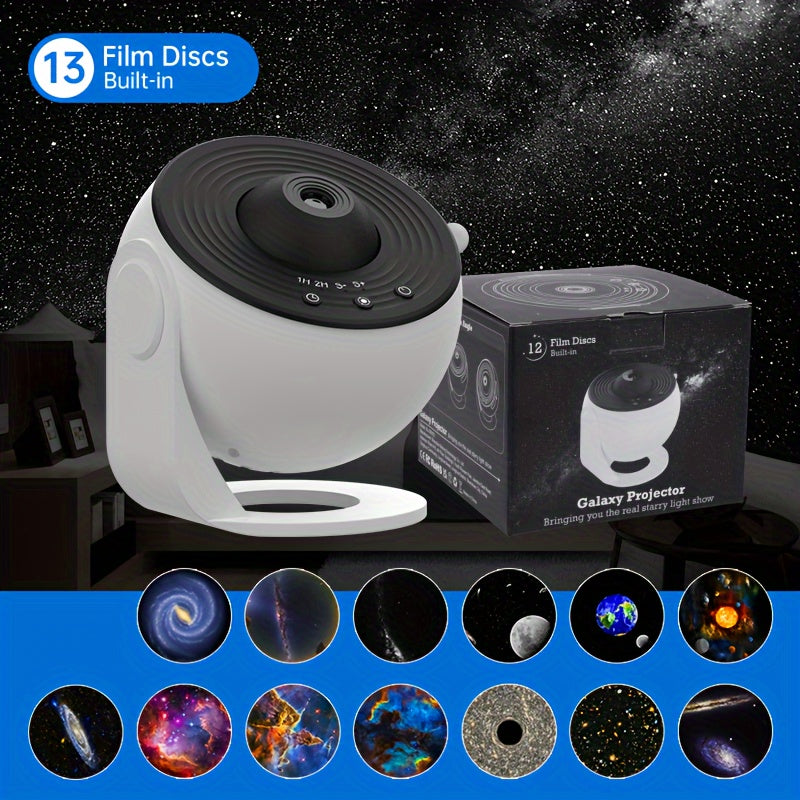 1pc Star Projector Night Light,Galaxy Projector,Planetarium Projector For Bedroom,Aurora Projector Include Replaceable 13Discs