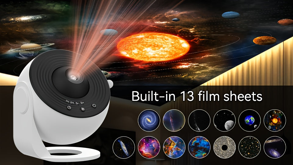 1pc Star Projector Night Light,Galaxy Projector,Planetarium Projector For Bedroom,Aurora Projector Include Replaceable 13Discs